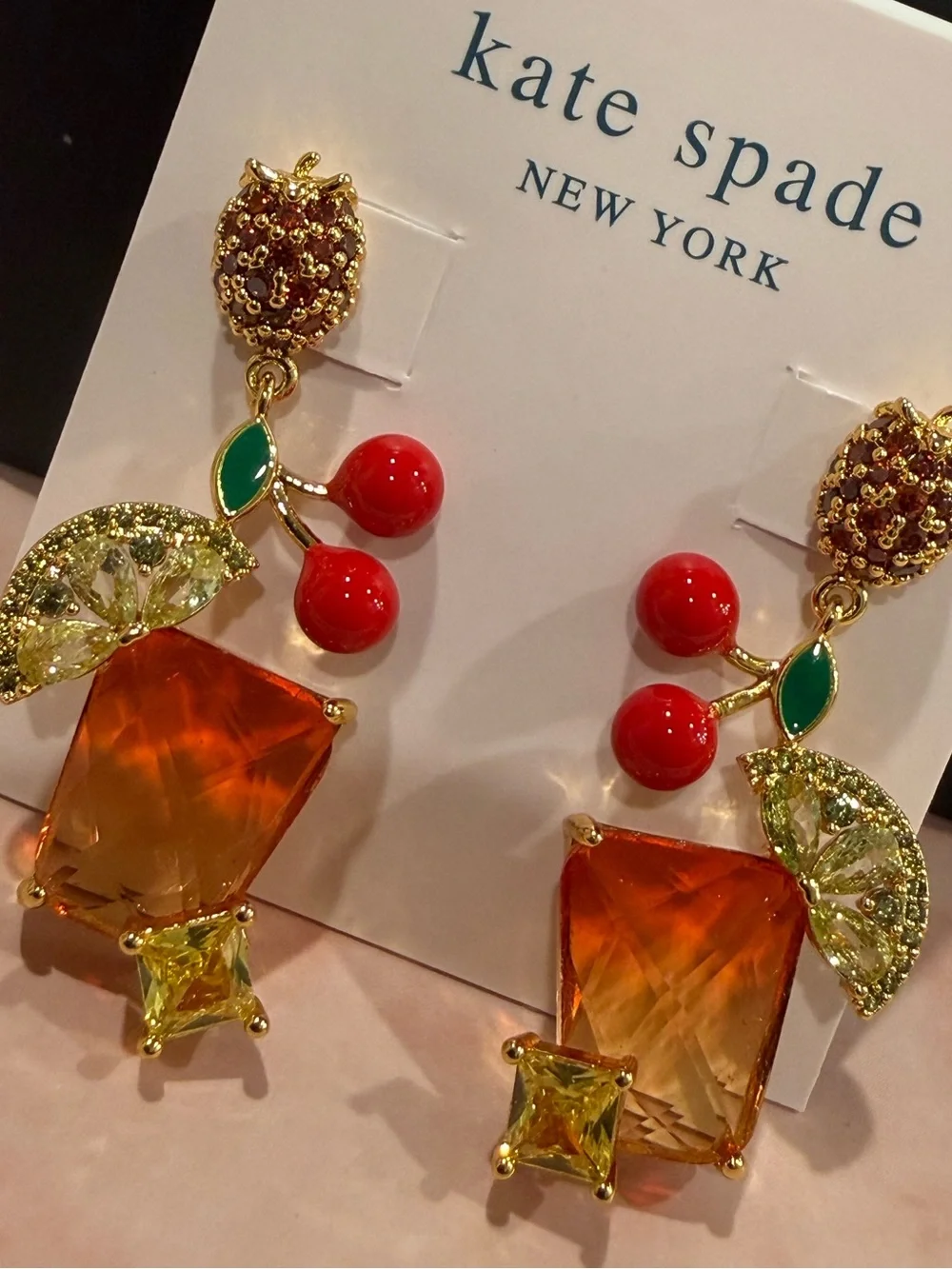 kate spade |♠️| Gold Plated & Crystal Sweet Treasures Drop Earrings | Medium